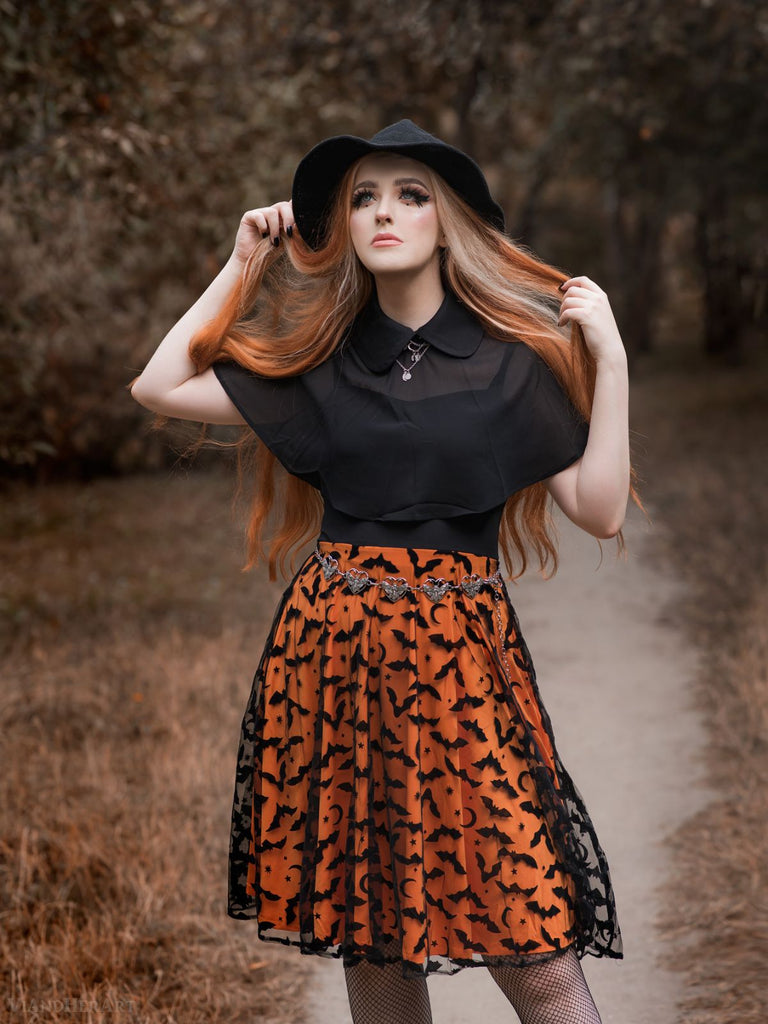 1950s Halloween Strap Patchwork Dress & Cape