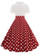 1950s Lapel Polka Dots Patchwork Swing Dress