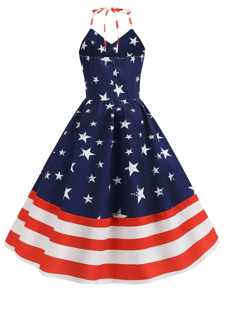 Blue 1950s Stars & Stripes Swing Dress