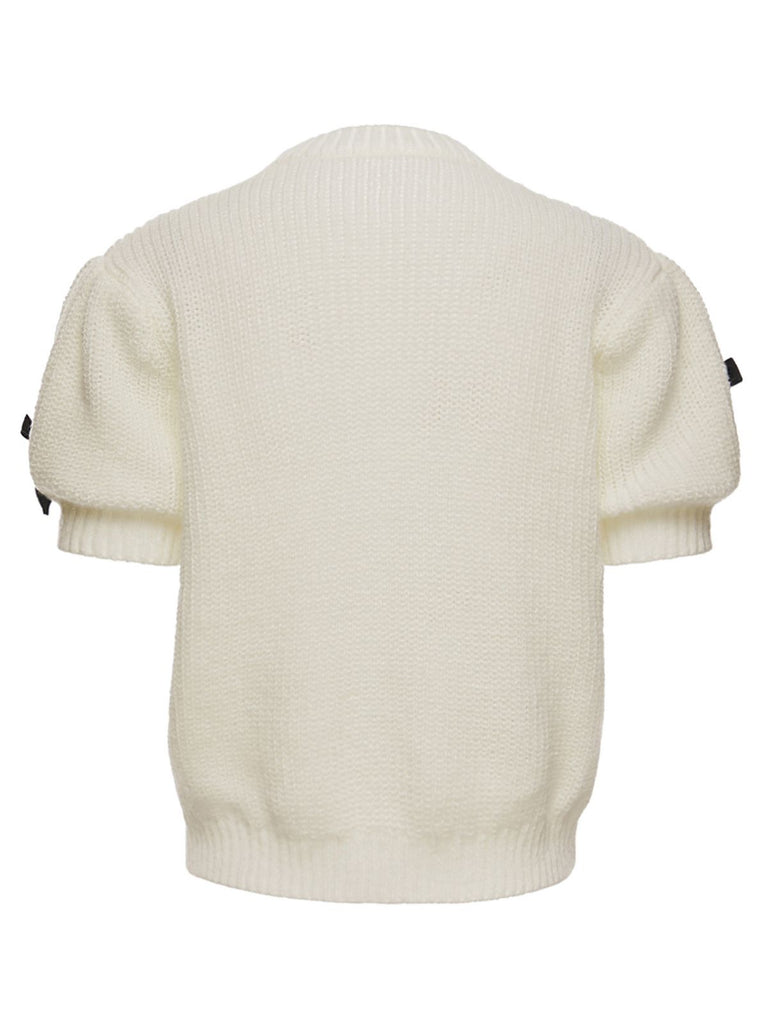 White 1940s 3D Bow Knitted Sweaters