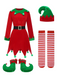 Red 1980s Christmas Elf Costume Dress Set