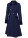 Blue 1940s Solid Button Coat