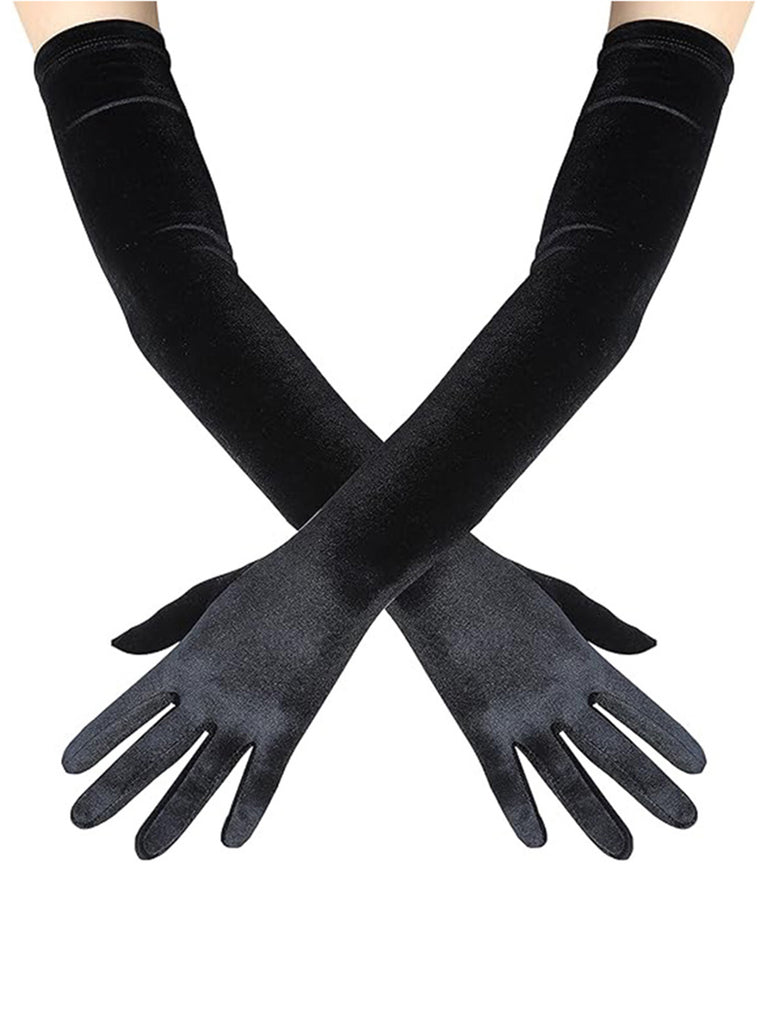 Velvet Party Solid Vintage Long Gloves