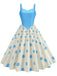 1950s Strap Patchwork Polka Dots Swing Dress