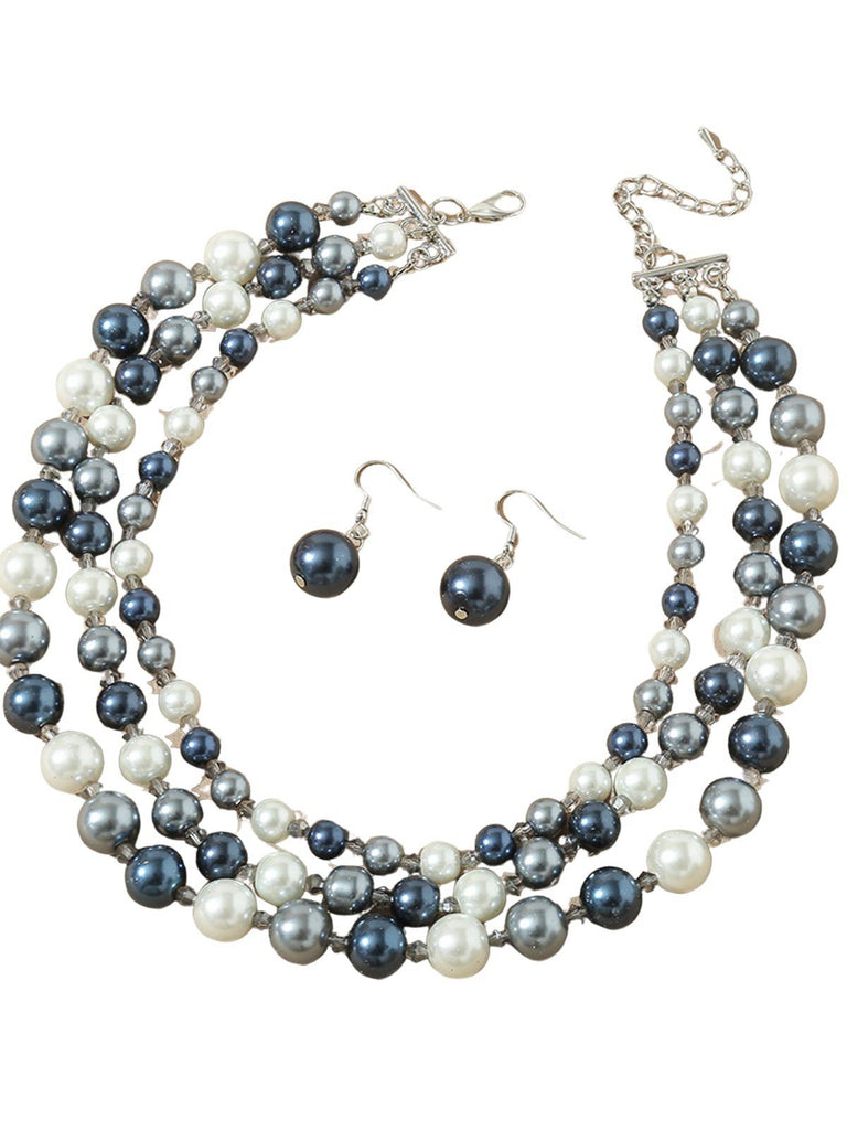 Vintage Cluster Pearl Earrings & Necklaces Set