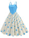 1950s Strap Patchwork Polka Dots Swing Dress