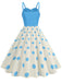 1950s Strap Patchwork Polka Dots Swing Dress