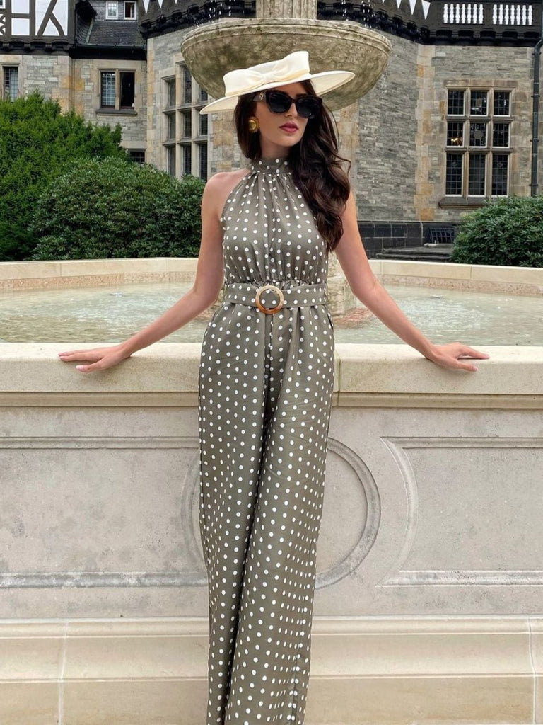 1930s Polka Dot Belt Jumpsuit