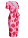 Pink 1960s V-Neck Floral Tie Split Dress