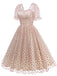 1950s Puff Sleeve Valentine Heart Mesh Dress