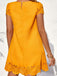 Yellow 1960s Hollow A-Line Solid Dress