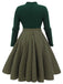 [Plus Size] Dark Green 1950s Plaid Knitting Dress