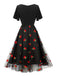 1950s Sweetheart Neck Cherry Mesh Dress