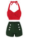 [Pre-Sale] Red 1950s Bow Halter Bikini Set
