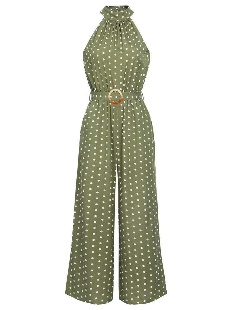 1930s Polka Dot Belt Jumpsuit