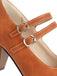 Orange Double Buckle Strap Mary Jane Heels Shoes