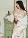 Champagne 1930s Solid Lace Satin Nightgown