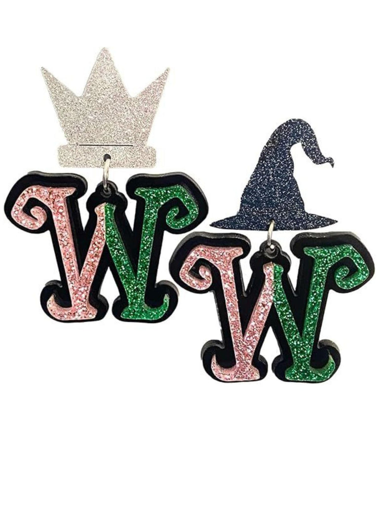 Glittery Crown Witch Hat Wicked-Inspired Earrings