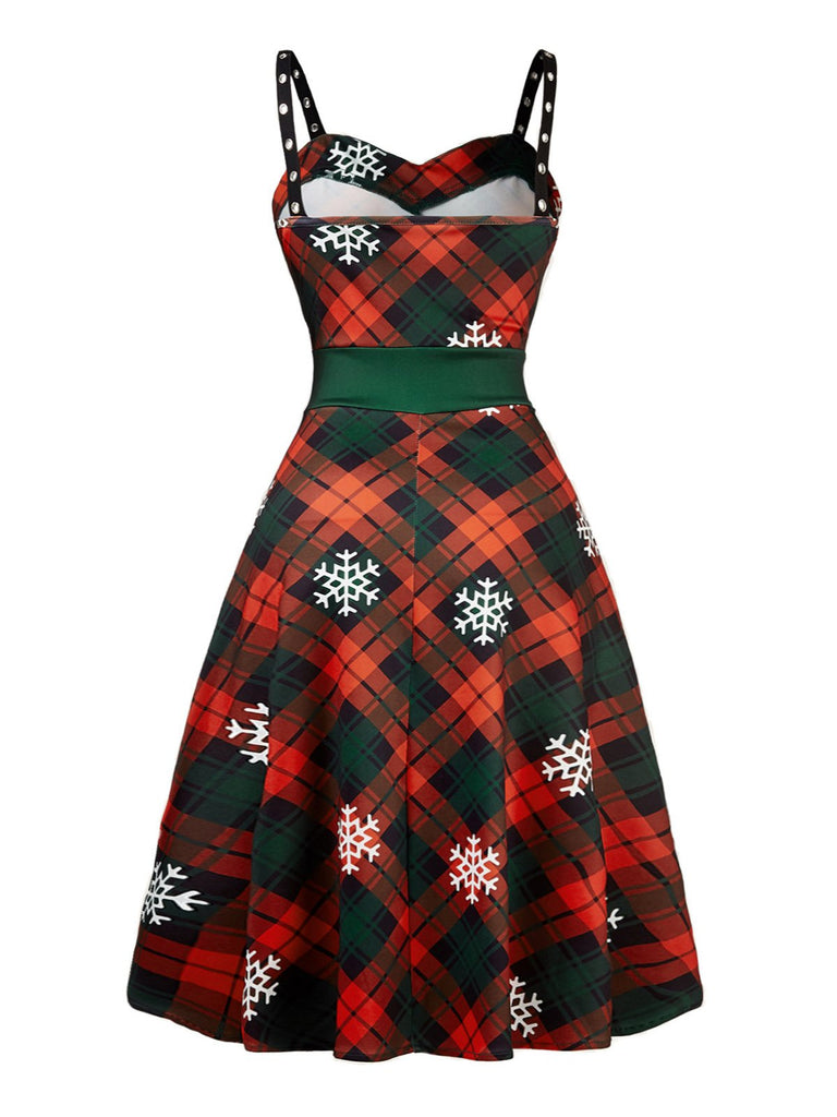 1950s Christmas Spaghetti Strap Swing Dress