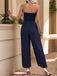 Dark Blue 1960s Solid Bow Strapless Jumpsuit