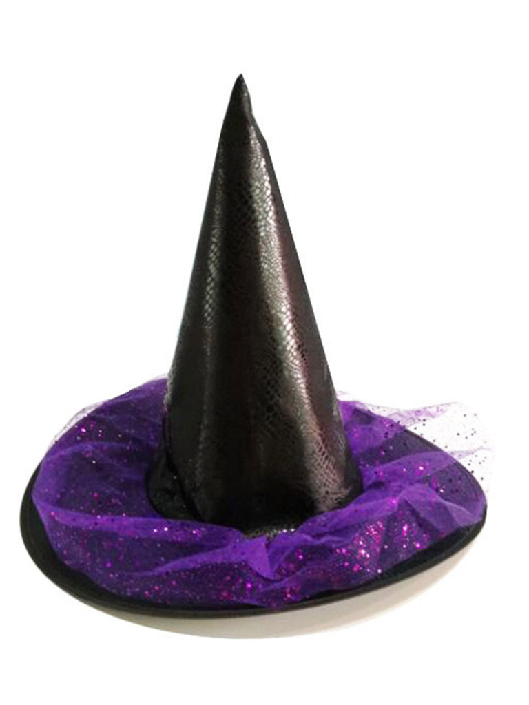 Purple Pointed Halloween Leather Witch Hat