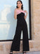 Black 1930s Solid Mesh Bow Jumpsuit