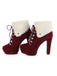 Vintage Suede Faux Fur High Heel Ankle Boots