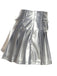 Silver 1980s Steampunk Solid Pleated Skirt