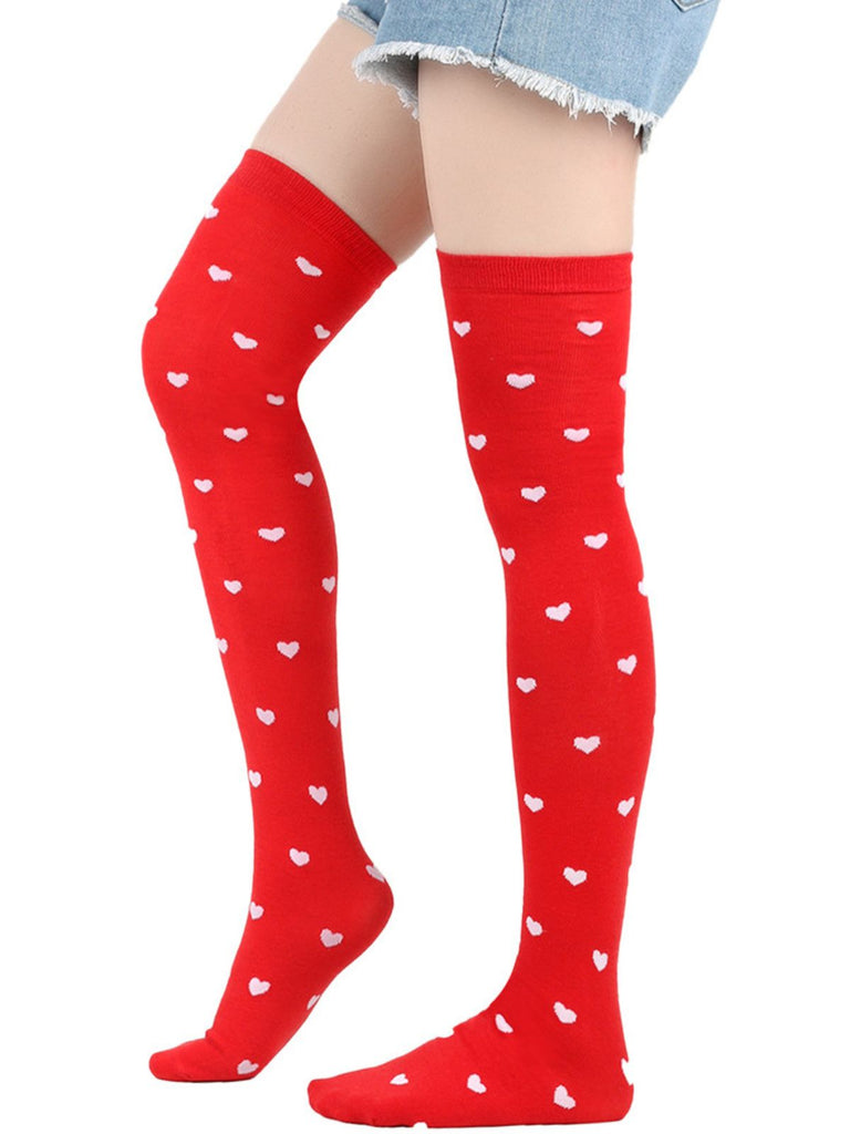 Valentine Heart Lip High-Thigh Socks