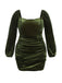 [Plus Size] Green 1960s Solid Sweetheart Wrap Dress