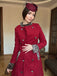 Wine Red 1950s Leopard Patchwork Button Coat