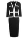 1960s Contrast Trim Bodycon Dress