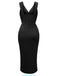 1960s Solid V-Neck Side Slit Bodycon Dress