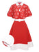 [Pre-Sale] 2PCS Red & White 1950s Christmas Strap Dress & Cape