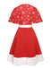 [Pre-Sale] 2PCS Red & White 1950s Christmas Strap Dress & Cape