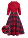 [Pre-Sale] 2PCS Red 1940s Lapel Top & Plaid Skirt