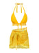 [Pre-Sale] 2PCS Yellow 1950s Plaid Ruffle Bikini Set & Cover-Up