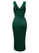 1960s Solid V-Neck Side Slit Bodycon Dress