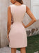 Pink 1960s Waist Hollow Out Solid Dress