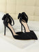 Pointed Toe Bow Strap Satin High Heels Shoes