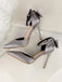 Pointed Toe Bow Strap Satin High Heels Shoes