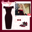 Wine Red 1960s Velvet Bodycon Vintage Dress