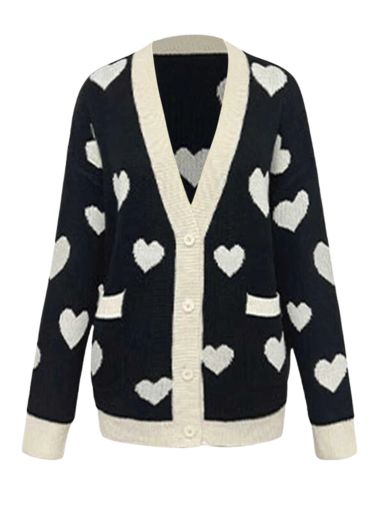 1950s Button Heart Dot Knitted Cardigan