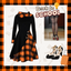 Orange 1950s Plaids Hooded Patchwork Dress