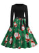 1950s Christmas Patchwork Long Sleeve Dress