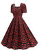 1950s Square Neck Heart Dots Dress