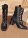 Vintage Lace-Up Ankle Chunky Heel Boots