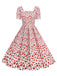 1950s Square Neck Heart Dots Dress