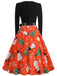 1950s Christmas Crew Neck Patchwork Swing Dress