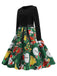 1950s Christmas Patchwork Long Sleeve Dress